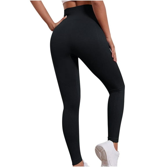 WREESH Womens Yoga Pants Casual Fashion Bodybuilding Run Yoga Solid Long Pantsstretch Leggings Black