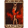 thumbnail image 1 of Placa Metal Mujer Bailando en Vestido Rojo Pintura Hierro Rectangular Pared 30x40cm, 1 of 9