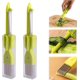 thumbnail image 1 of Cuchillo 3 en 1 para cortar seda, de acero inoxidable, para picar cebollas verdes, pelador multifuncional para frutas y verduras, cortador rápido portátil de alimentos para cocina (2 piezas), 1 of 7