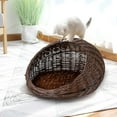 thumbnail image 4 of C Cattleya Cat Houses for Outdoor Cats, Hand-Woven Faux Rattan Cat Beds for Indoor Cats, Washable Cat Condo Cave with Soft Cushion, 4 of 6