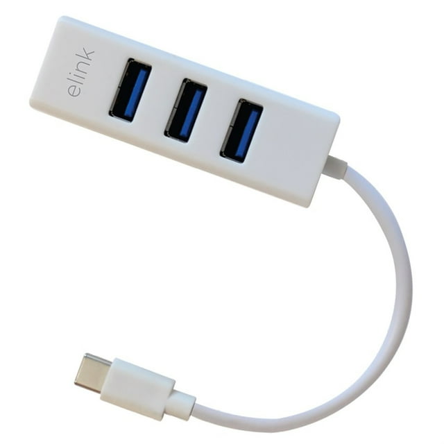 Elink - USB 3.1 Type-C to 4 Port USB-A Adapter, White