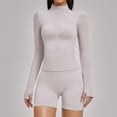 thumbnail image 1 of Top-kevin 2 Piece Seamless Ribbed Workout Sets With Zip Up Jacket High Waisted Gym Yoga Leggings, 1 of 6