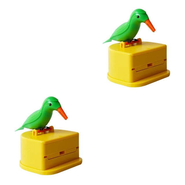 Yuarrent Caja de palillos de Estuche de almacenamiento de palillos de Dispensador automático Forma de pájaro Soporte de plástico ABS, pájaro verde espalda amarilla 2piezas Yuarrent CBP056321