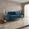 thumbnail image 4 of Pemberly Row 70" Square Arm Modern Velvet & Metal Sofa in Prussian Blue, 4 of 6
