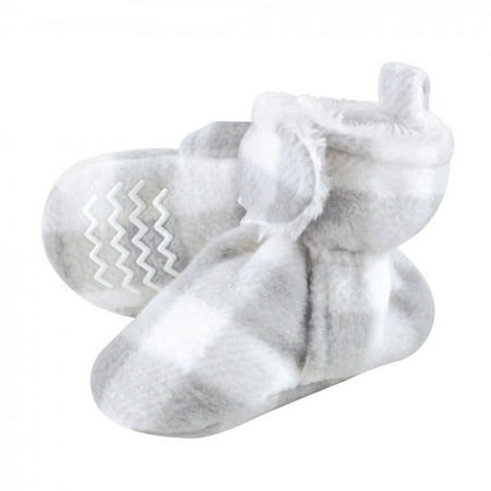 UPC: 0660168548747 | Hudson Baby Baby and Toddler Cozy Fleece and Faux Shearling Booties  Gray White Plaid  0-6 Months