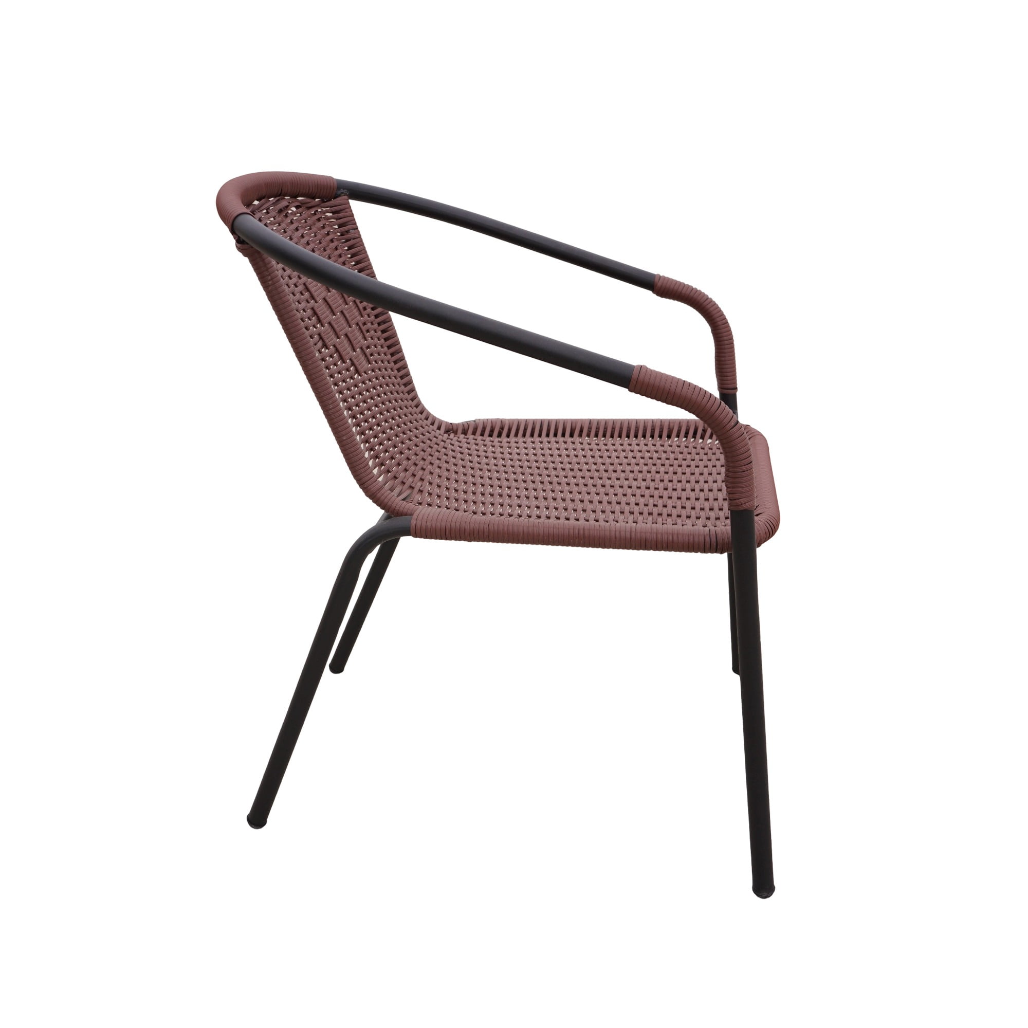 RTC Group Furniture Stackable Rattan Dining Chair, Set of 4 for Indoor/Outdoor Patio Restaurant, Porch, Backyard Dark Brown