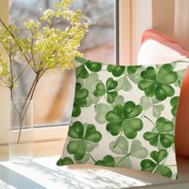 JingChun 1Pc St Patricks Day Pillow Cover 17x17 Inch Spring Green Shamrock Clover Decorative Outdoor Throw Pillow Cover Square St Patrick's Day Cushion Cover for Couch Sofa Home Decor