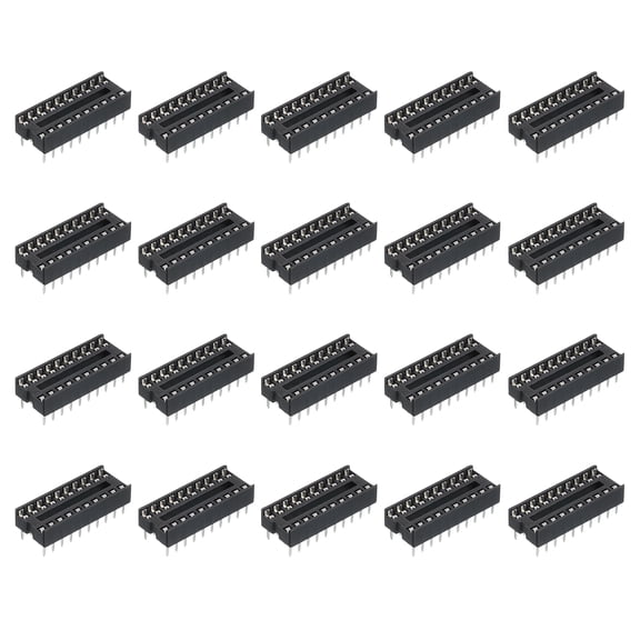 Uxcell 24Pcs DIP IC Chip Socket Adapter 7.62mm Row Pitch 20 Pin IC Assortment Kit 2.54mm/0.1" Pitch for Breadboard Project, PCB Board Design