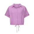 thumbnail image 5 of Womens Work Shirts Short Sleeved Lapel Button Down Shor Pocket Womens Sprimg Clothing,Light Pink,2XL, 5 of 6