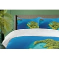 thumbnail image 4 of Ambesonne Tropical Duvet Cover Sets, Aerial Photograph of Palau, 2-King, Yellow Green Cobalt Blue, 4 of 7