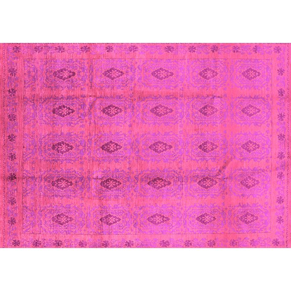 Ahgly Company Indoor Rectangle Oriental Pink Industrial Area Rugs, 5' x 7'