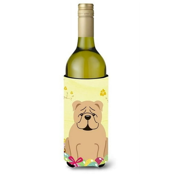 Easter Eggs English Bulldog Fawn Wine Bottle Beverge Insulator Hugger