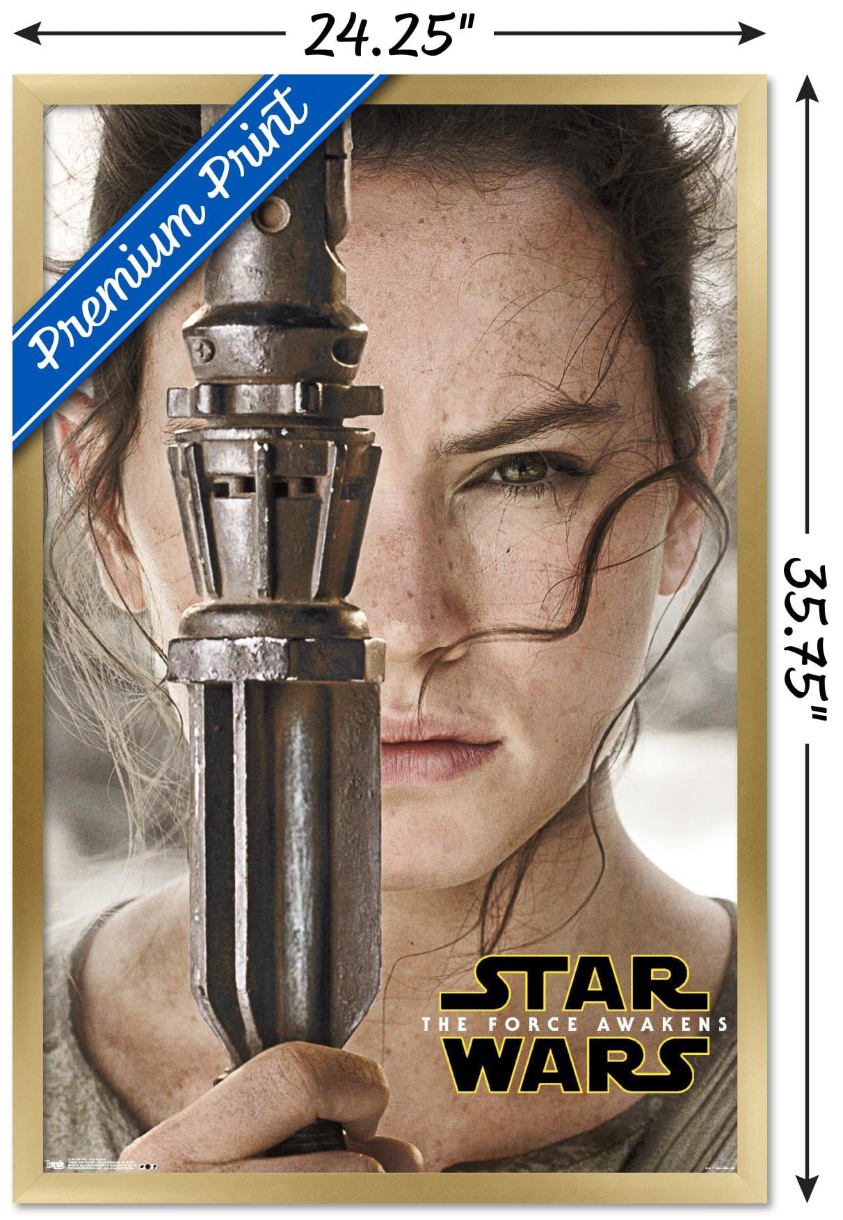 Star Wars: The Force Awakens - Rey Portrait Wall Poster, 22.375" x 34", Framed