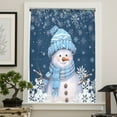 thumbnail image 4 of Blue Snowman Christmas Semi Sheer Curtains Drapes for Living Room,Bedroom,French Doors Window 108 Inches Long,Xmas Winter Snowflake Navy Blue Rod Pocket Chiffon Curtain Drapery Voile Draperies Panel, 4 of 6