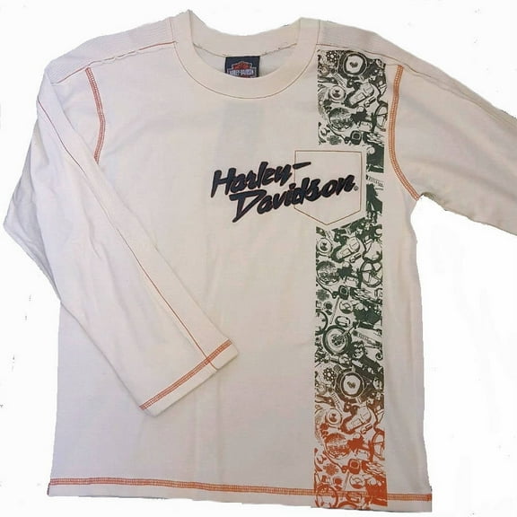 Boy's Harley-Davidson Long Sleeve Thermal Jersey Shirt Kids Size 8-10 Casual Streetwear