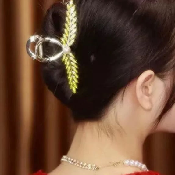 2-Pack Wheat-Shaped Shark Clips - Strong Grip for Thick Hair, Elegant Design for Everyday Use