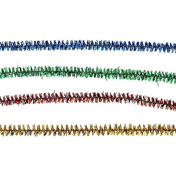 John Bead 100pcs 6mm x 12in Assorted Multicolors Chenille Glitter Tinsel Pipe Cleaners Stem for DIY Art Crafts Making School Projects Party Favors
