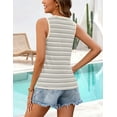 thumbnail image 5 of Merokeety womens 2026 summer striped v neck sleeveless button down casual tank top grey l, 5 of 5