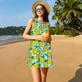 thumbnail image 3 of Fotbe Lemon1 Pattern Women’s Summer Tank Midi Dress – Sleeveless A-Line Dress, Floral T-Shirt Dress, Casual Flowing Beach Sundress, 3 of 7