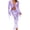 Purple, variant on Women’s Two Piece Summer Outfits, Tie-up Front Sheer Mesh Tops and Long Skirt Set