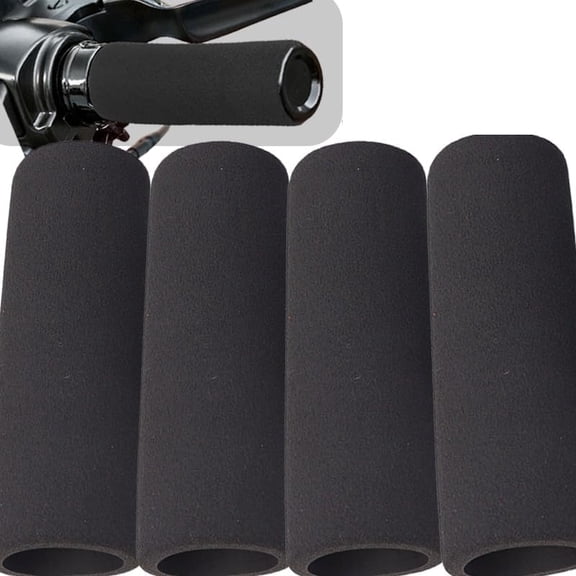 4 Pack Motorcycle Handlebar Foam Grip Covers, Black Non-Slip Shock-Absorbing Sponge Sleeves for Universal Motorbike Handlebars