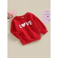 thumbnail image 3 of Bagilaanoe Toddler Baby Girl Boy Valentine's Day Sweatshirt Long Sleeve Letter Print Pullover 6M 12M 18M 24M 3T 4T Kids Loose Tee Tops, 3 of 8