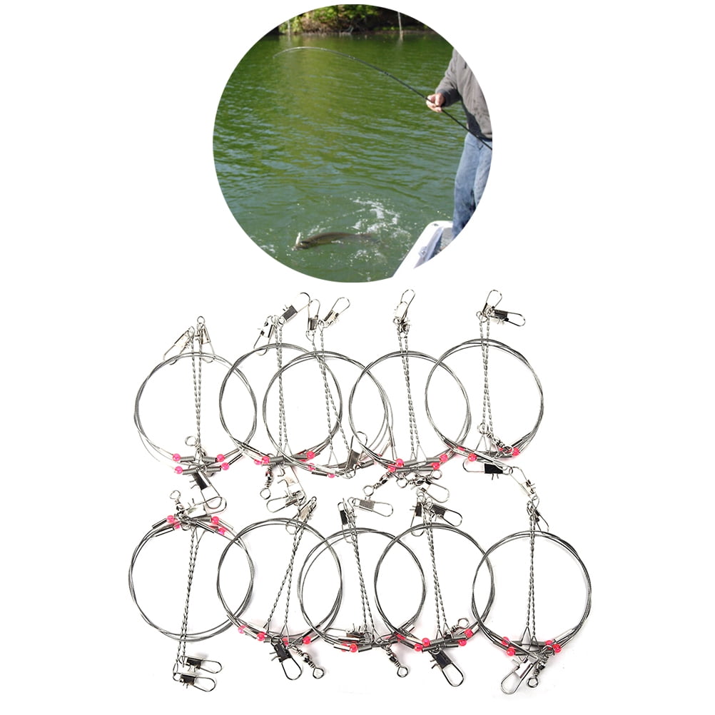 20pcs Wire Trace Leader Rig Stainless Steel 2 Arm Fishing Rigs Tackle Lure