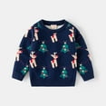 thumbnail image 2 of SERTG Boys and Girls Christmas Knit Sweater Holiday Cute Print Round Neck Cozy Warm Pullover Fall Winter Tops for Children 4-12 Years(Navy#7,3 Years), 2 of 3