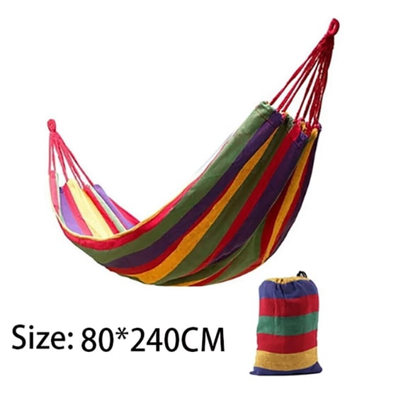 Canvas Hammock with Carry Bag - Portable Outdoor Camping Swing Bed, Durable Fabric Hanging Bed for Patio, Garden, and Beach