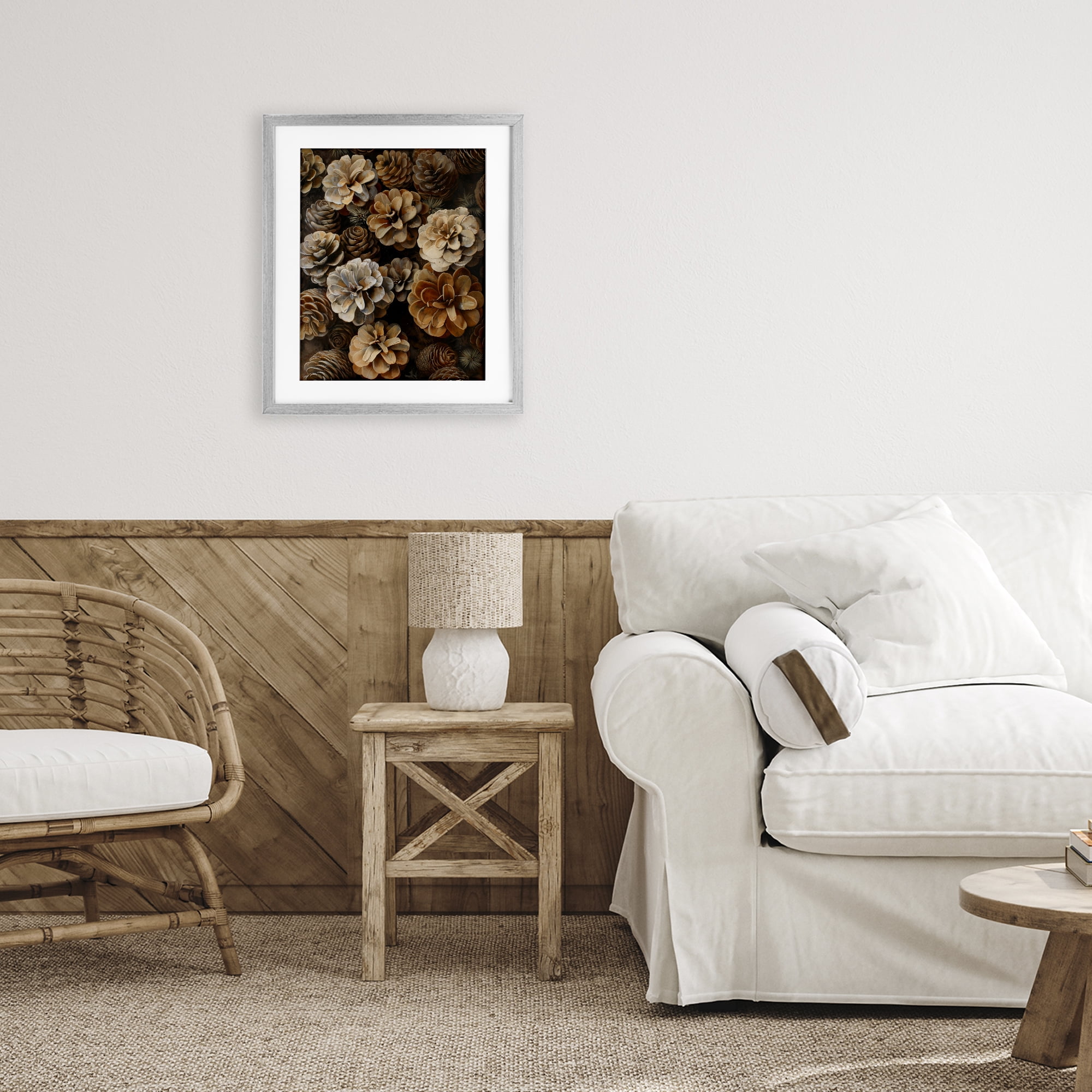 Stupell Industries Pinecone Arrangement Rustic Botanicals Gray Framed Print Under Glass, design by Creative Studio