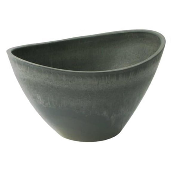 Algreen Products 25241 Valencia Planter with Wave Bowl - Charcoal Marble - 16 x 12 x 10 in.