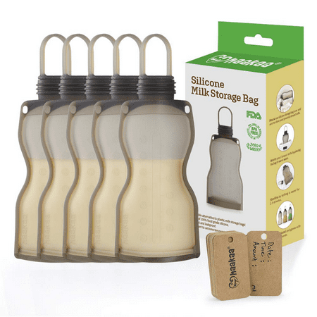 Haakaa Silicone Milk Storage Bag,Reusable Breast Milk Bags for Breastfeeding,Food Grade Silicone,BPA Free,9 oz/260 ml (5 Count)