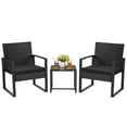 thumbnail image 2 of Lacoo 3 Pieces Outdoor Bistro Chair Set PE Rattan Patio Conversation Set of 2 with Cushion and Coffee Table, Black, 2 of 8