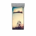 thumbnail image 2 of Vintage Bike Bedding Set with Sheet & Covers, Retro Filter Sunset and Bicycle in Pastel Tones Hipster Joyful, Printed Bedroom Decor 2 Shams, 4 Sizes, Pale Blue Black Peach, by Ambesonne, 2 of 3