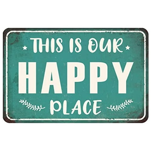 Patio Sign Porch Decorations Welcome Metal Bar Signs Outdoor Wall Decor For Back yard Hot Tub 8x12 Inches - This is Our Happy Place