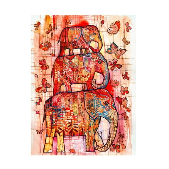 Trademark Fine Art 'Three Elephants' Canvas Art by Oxana Ziaka