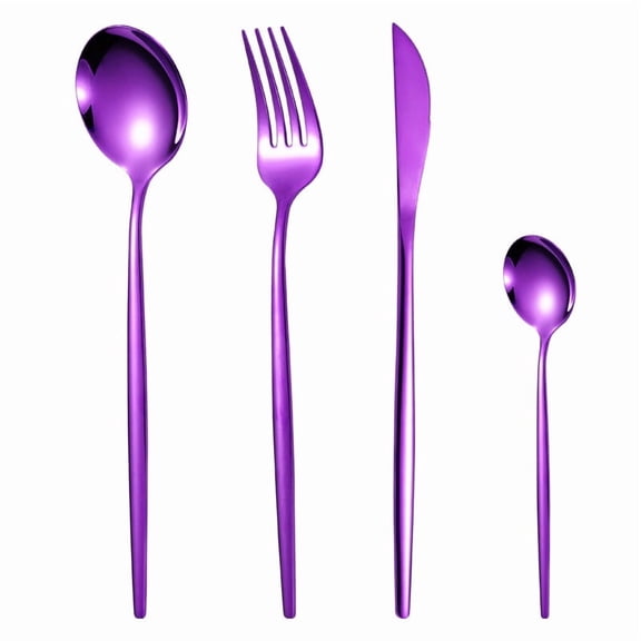 Silverware Sets, 4-Piece Stainless Steel Flatware/Cutlery/Tableware Set Service for 1 Person, Include Knife/Fork/Spoon, Mirror Polished