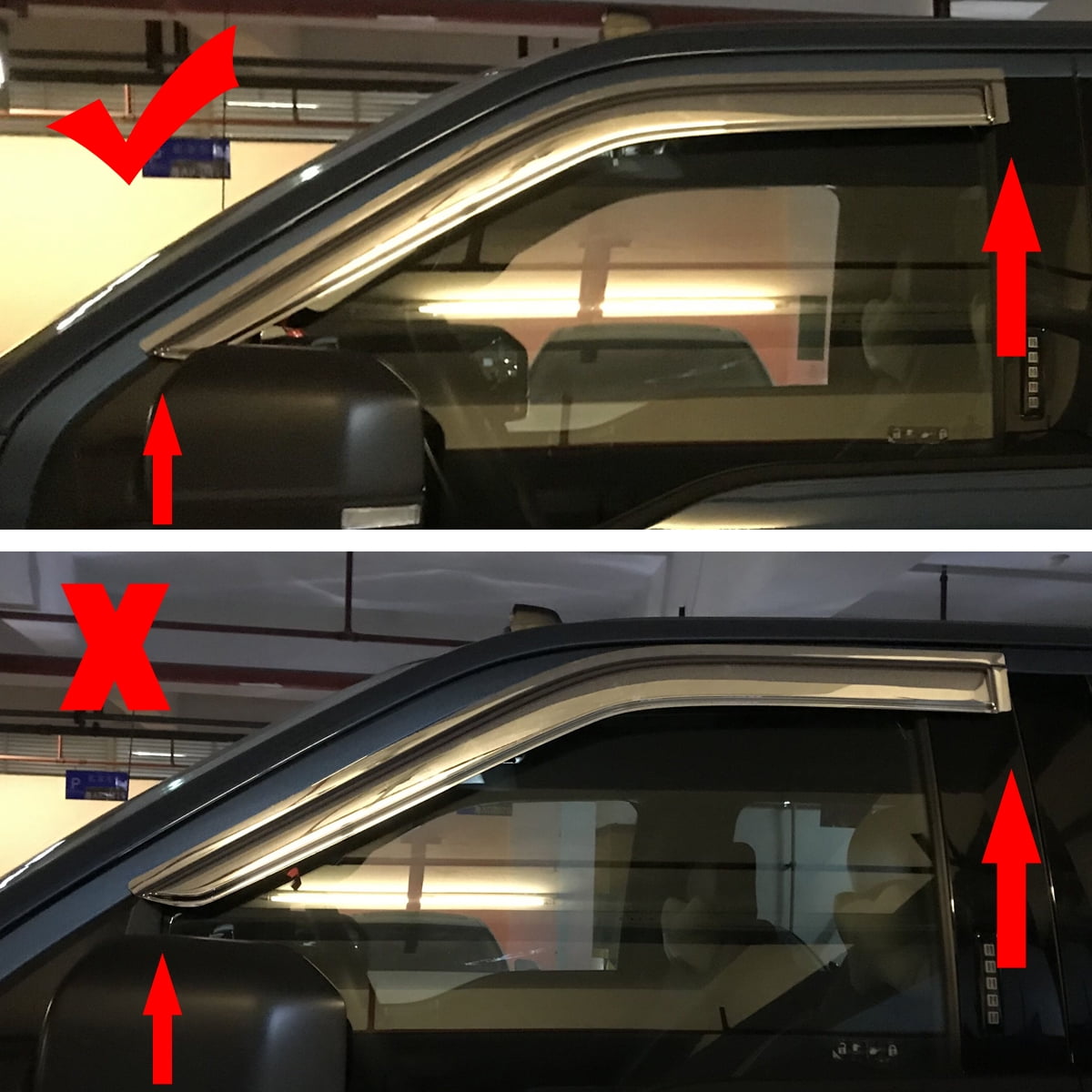 4-Piece Dark Smoke Window Visor Guard Vent Shade Set with Adhesive Mount-4PCS Window Visor Rain Guard Vent Shade