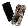 thumbnail image 3 of Autumn Black Cat & Ghost Collage Phone Case, Vintage Halloween Stars & Newspaper Aesthetic Cover for iPhone 17 16 15 14 13 12 11 Pro Max Plus Mini, 3 of 6