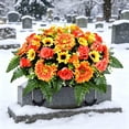 thumbnail image 5 of Artificial Satin Saddle Flower, 24-inch Silk Floral Arrangement for Memorial Day Cemetery Tombstone Decoration, 5 of 6