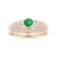 thumbnail image 4 of Angara Natural 0.24 Ct. Emerald with Diamond Vintage Inspired Ring in 14K Rose Gold for Women (Ring Size: 3), 4 of 10