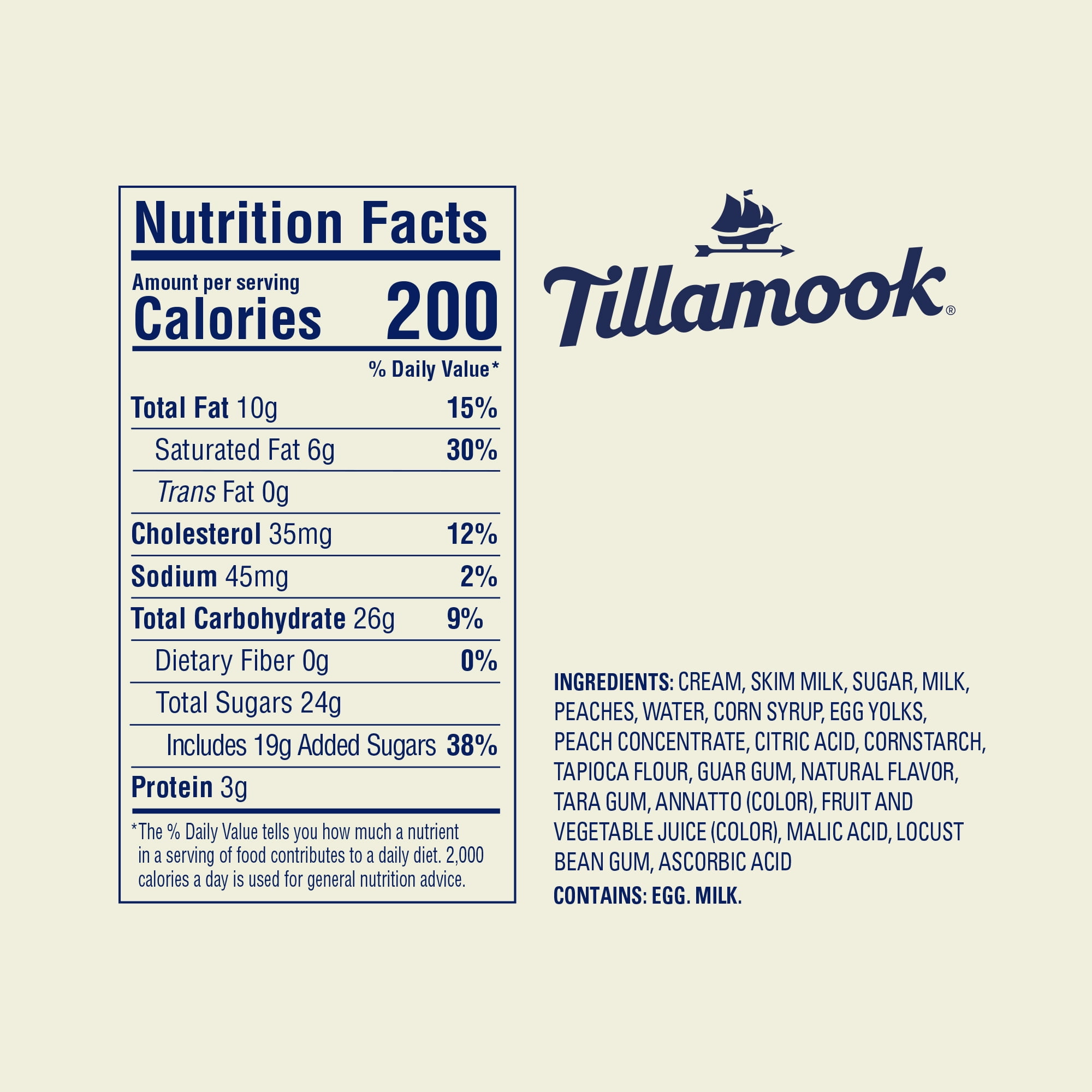 Tillamook Peaches & Cream Ice Cream, 56 oz, 1.75 qt