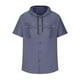 thumbnail image 4 of pstuiky camisetas para hombre, Blusa informal de manga corta con capucha, botones y bolsillo con cordón de color sólido para hombre. camisas casuales para hombre m, 4 of 6