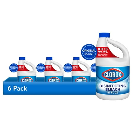 (6 pack) Clorox Disinfecting Liquid Bleach Cleaner, Regular Scent, 81 fl oz