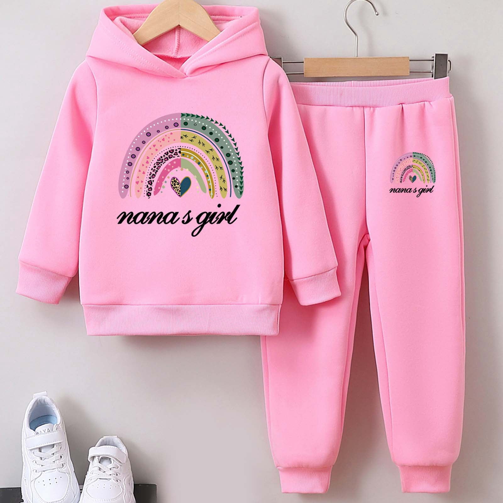 Zshosam Clothes for Girls Girls Clothes Solid Crop Tops Hoodie Clothing Sets Straight Leg Sweatpants 2 Piece Outfits Fall Winter Size 7T 8T,(Pink 7-8 Years)