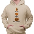 thumbnail image 2 of Peace Love and Halloween Hoodie Sweatshirt Unisex Small Sand, 2 of 5