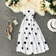 thumbnail image 4 of Dot Dress Vestido largo de cintura alta sin espalda, sin mangas, para mujer, blanco Vogacara AP001541-01B, 4 of 7