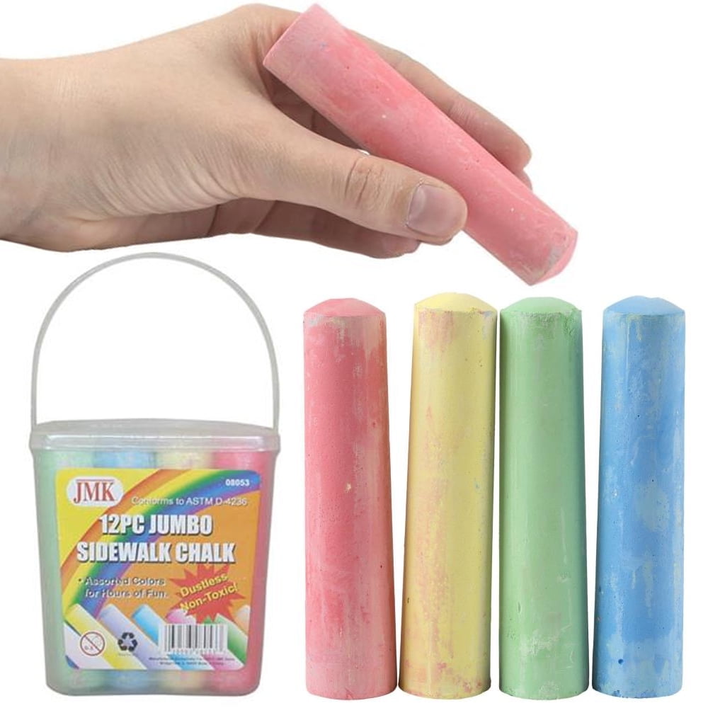 BAZIC 12 Color & 12 White Chalk w/ Eraser Set for School Crafts or Outside Play.