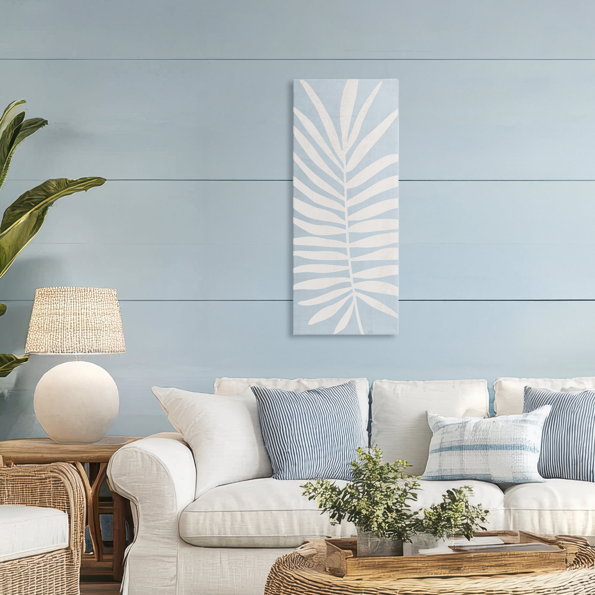 Stupell Industries Leaf Silhouette on Sky Blue Canvas Wall Art, design by Natalie Carpentieri