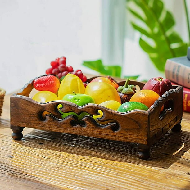 Acacia Wooden Tray Rectangular Coffee Breakfast Bread Fruit